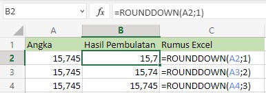 rumus excel rounddown