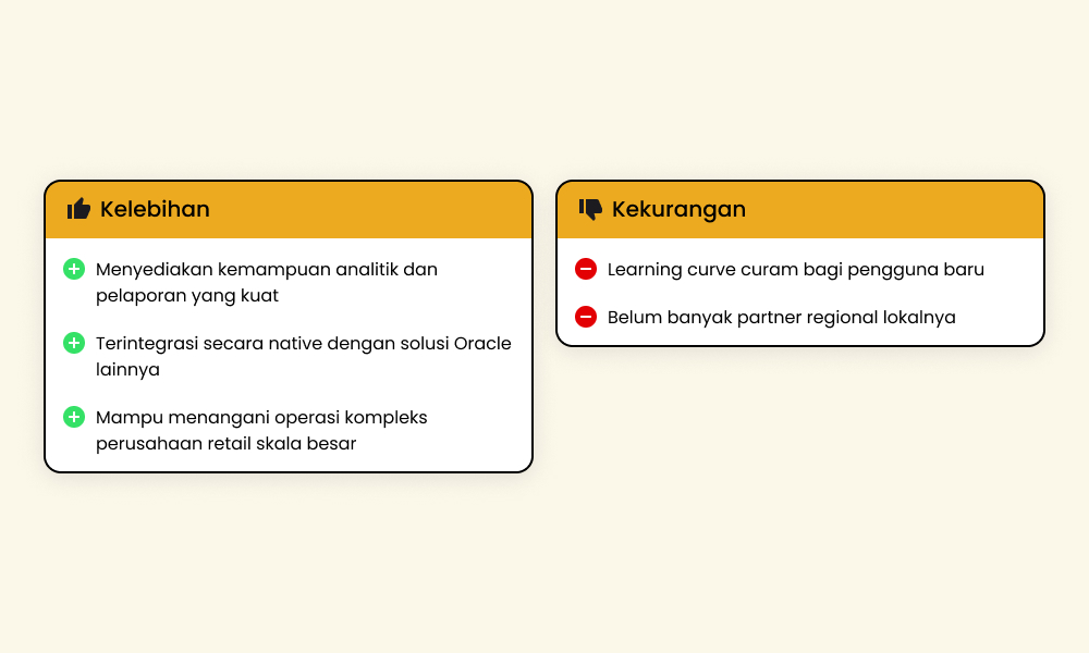 Kelebihan dan kekurangan Oracle Retail