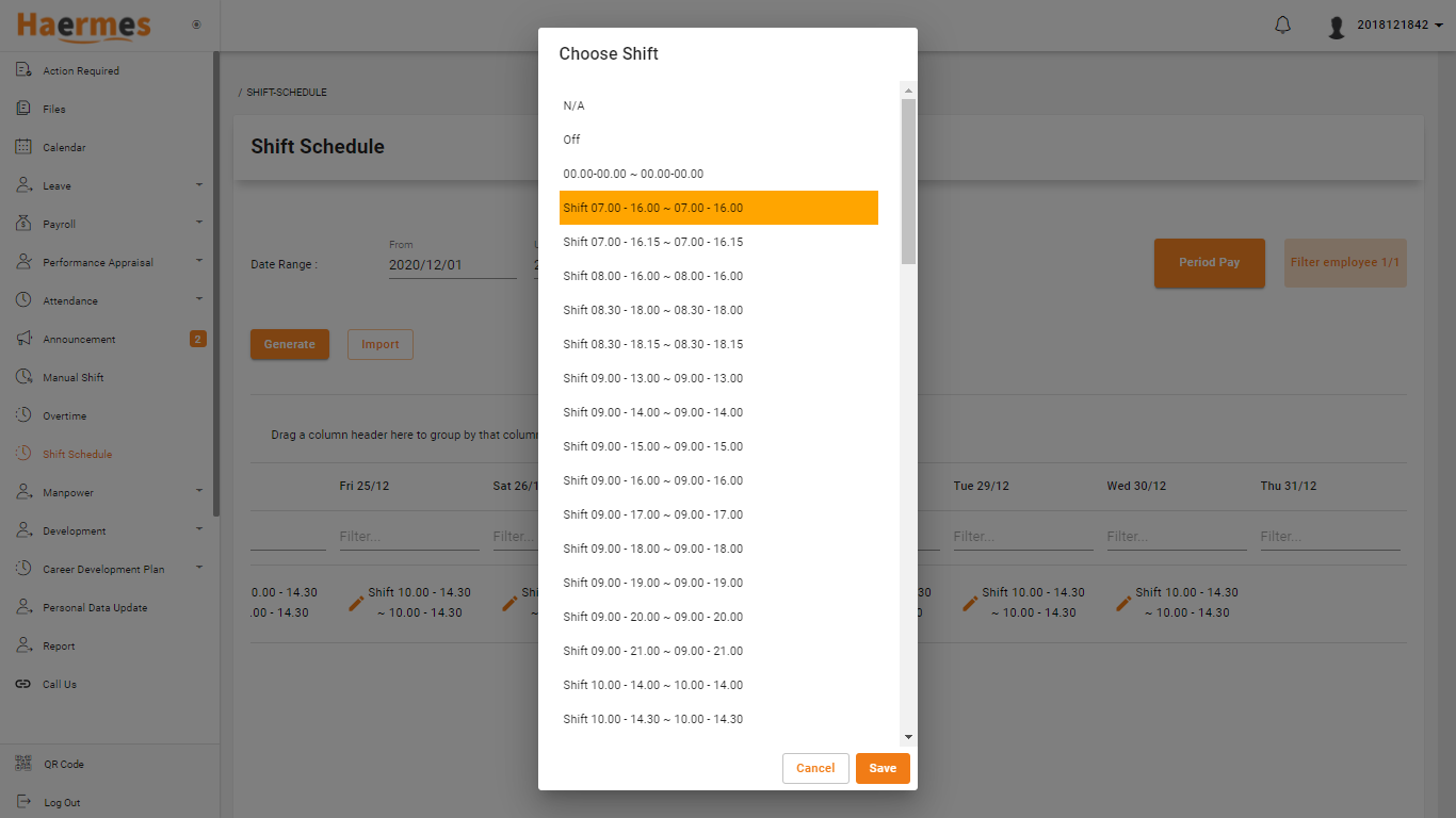 Manfaat Shift Schedule