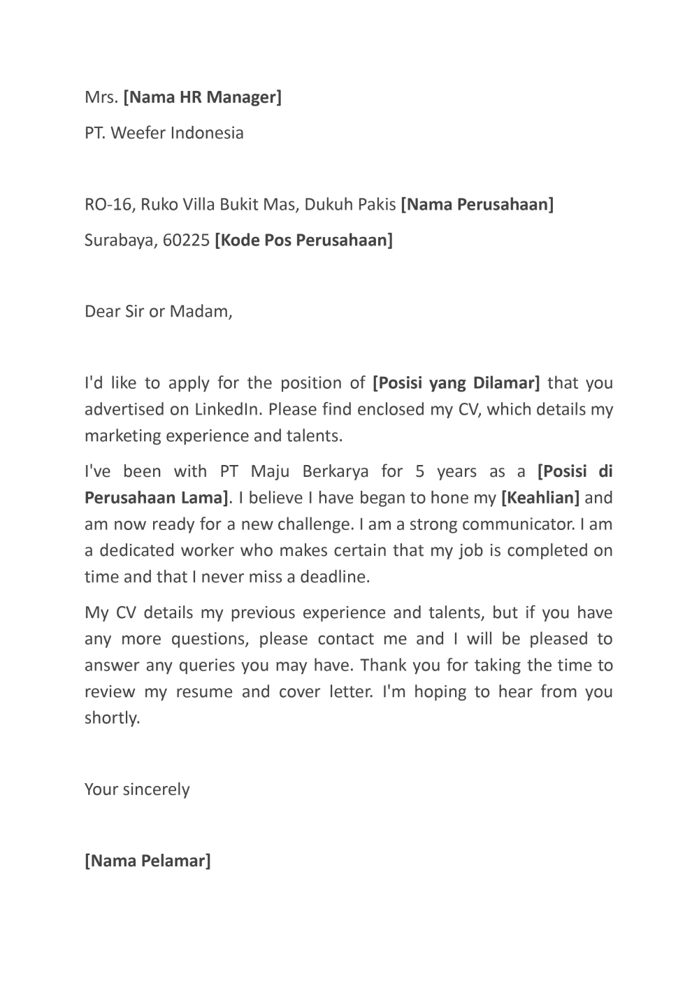 surat application letter