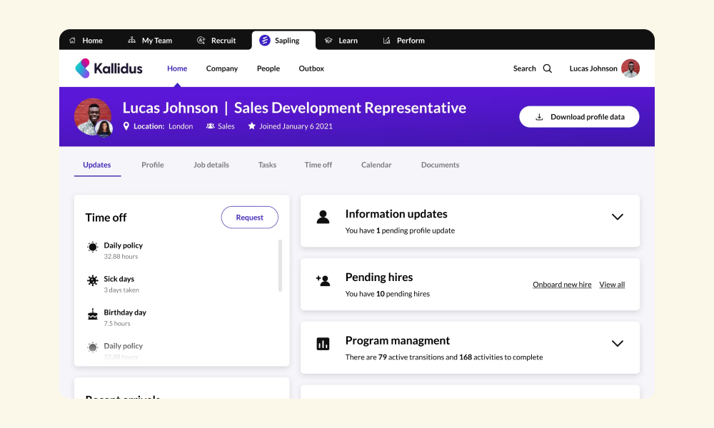 Kallidus Sappling aplikasi data karyawan