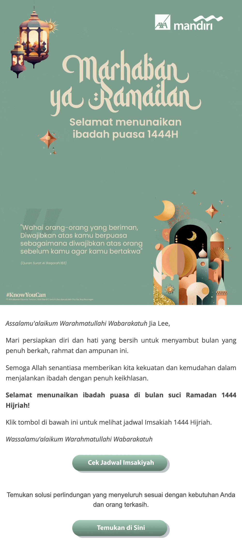 AXA contoh email marketing AXA