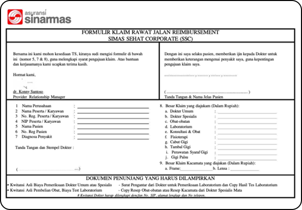 Contoh reimbursement kesehatan non BPJS