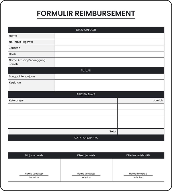 Form reimbursement pelatihan atau sertifikasi