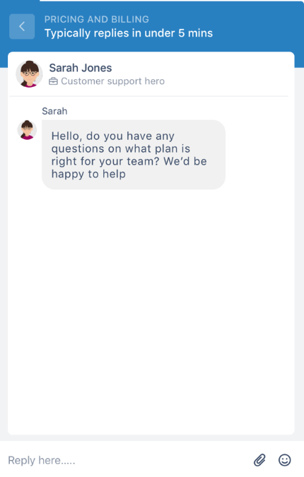 Widget obrolan untuk layanan pelanggan