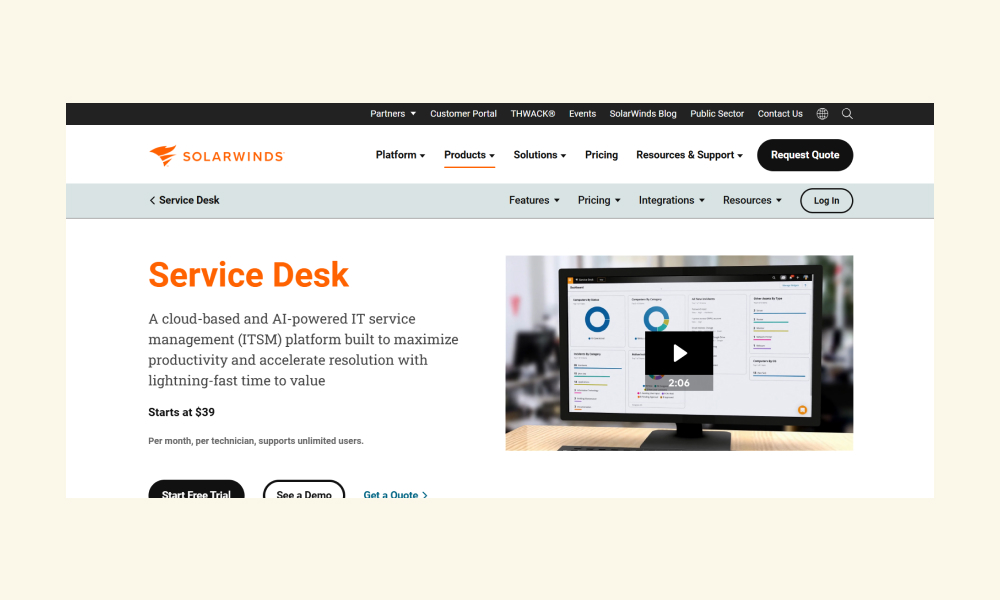 SolarWinds Service Desk ITAM image