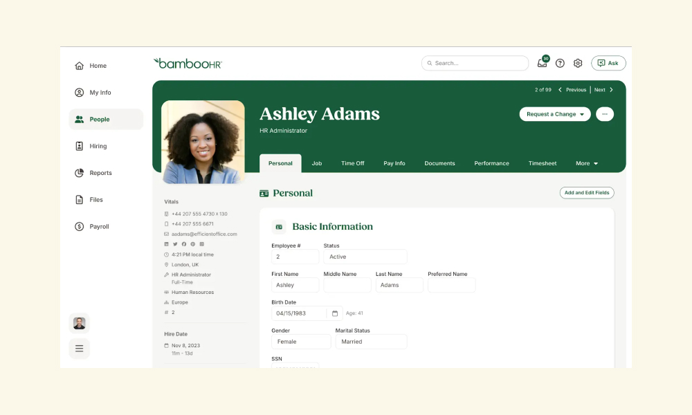 Aplikasi HRIS BambooHR