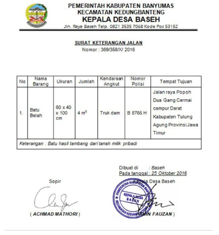 contoh surat jalan non komersial