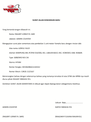 contoh surat jalan sementara