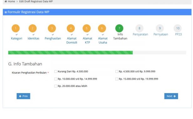 form informasi tambahan pada NPWP