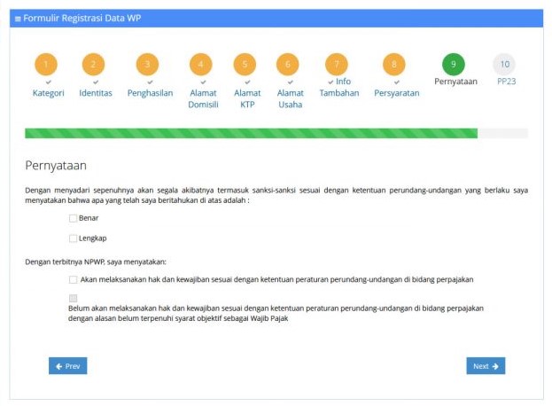 Formulir terakhir NPWP