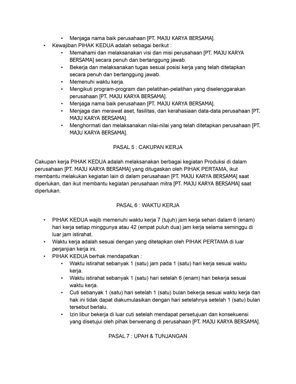 pkwtt-3 surat perjanjian pkwtt